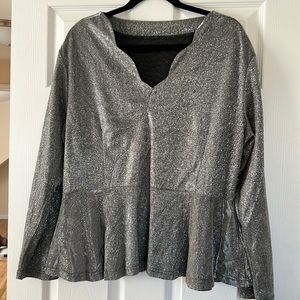 Boohoo Sparkly Peplum Blouse